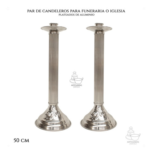 Candelero De Aluminio 50 Cm 2 Piezas Iglesias O Funerarias