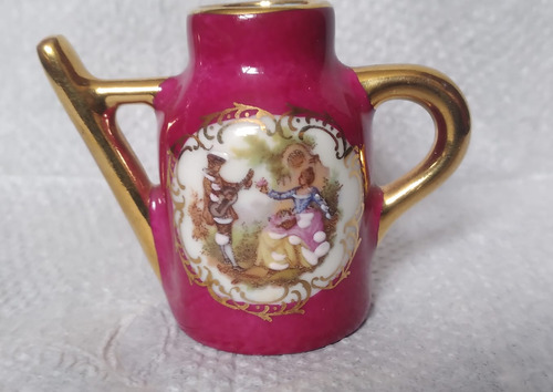 Limoges Miniatura Vintage Tetera Jarra Tibor Oro Roja Autent