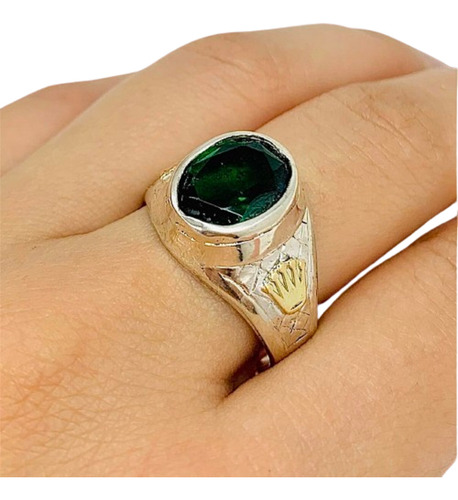 Anillo Para Hombre Sello Oval Grande Piedra Plata Oro Ap 489