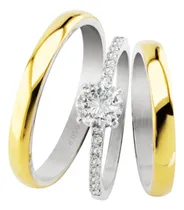 Comprar Combo Alianzas Plata Y Oro 18 Con Solitario Casamiento Boda