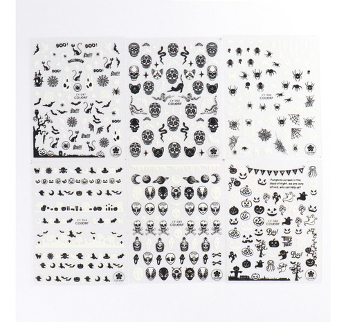 1 Lámina De Pegatinas 3d Para Decoración De Uñas De Hallowee