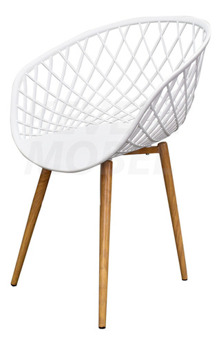 Silla Moderna Sidera Plastico Perforado Comedor Terraza Bar Color de la estructura de la silla Color madera Color del asiento Plástico Blanco