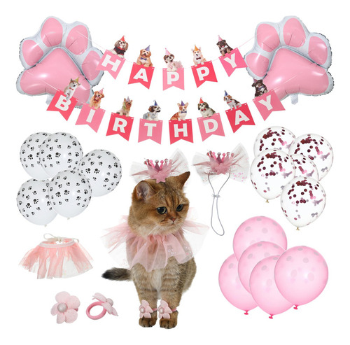 Hihope Decoraciones De Cumpleaños Para Perros Y Gatos  J