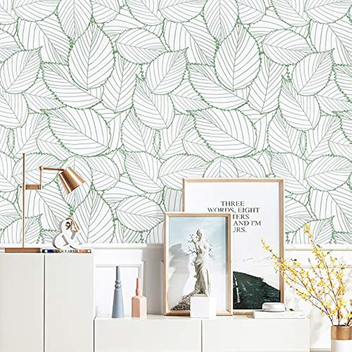 17.7  X118.1  Modern Green Leaf Wallpaper Leaf Peel And Stic