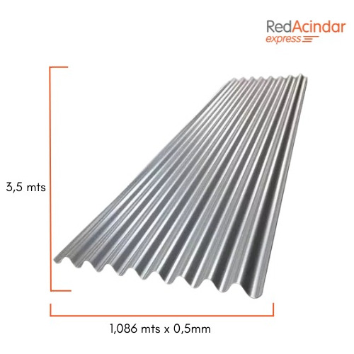Chapa Acanalada Galvanizada C25 Largo 3,5mts Espesor 0,5mm