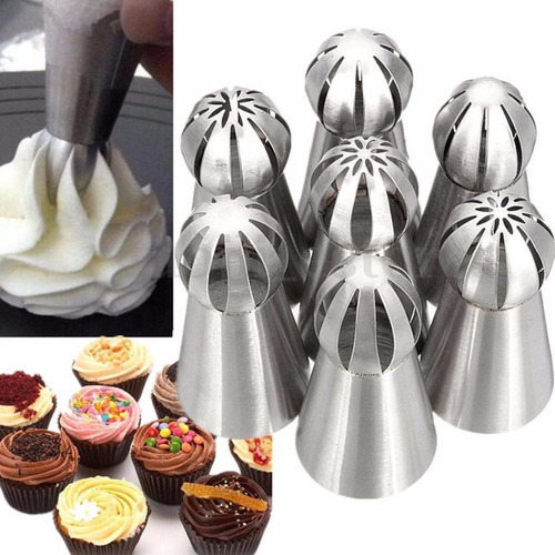 7 Boquillas Esfericas Reposteria Adornos Arte Cupcake 