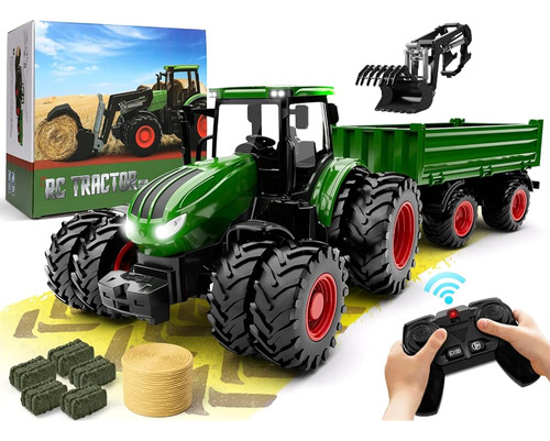 Control Remoto Tractor Toy, Kids Rc Tractor Set & Truck And