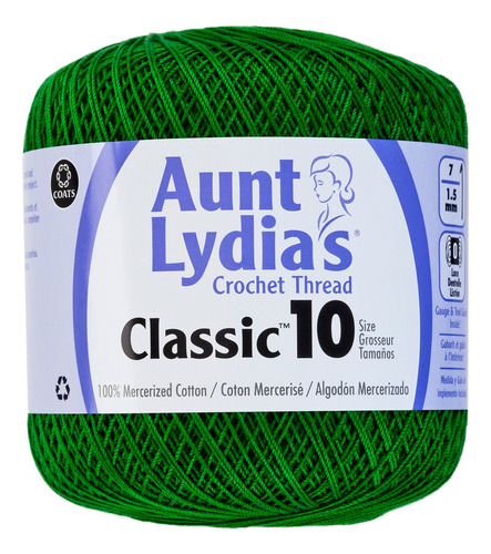Tia Lydia's Crochet Algodon Clasico Ganchillo Hilo Tamaño 10