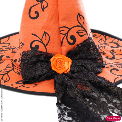Chapéu Halloween Bruxinha Laranja Abóbora Festa Infantil