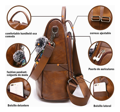 Mochila Mujer Moda Impermeable Antirrobo Bolsa Para Mujer 1