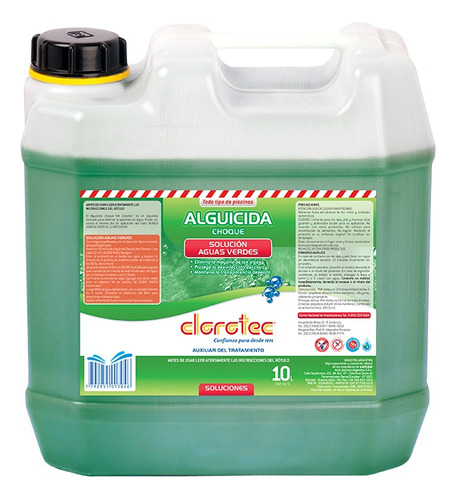 Alguicida Resuelve Agua Verde Clorotec Choque 10lt