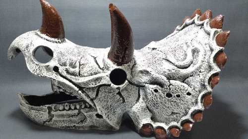 Enfeite Aquário Cabeça Crânio Dinossauro Triceratops Pequeno