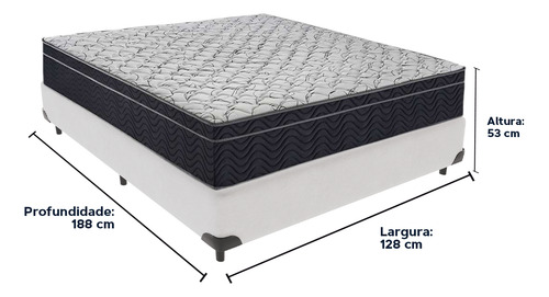 Cama Box Branco Colchão Airtech 150 Espuma D45 Viúvo Ortobom