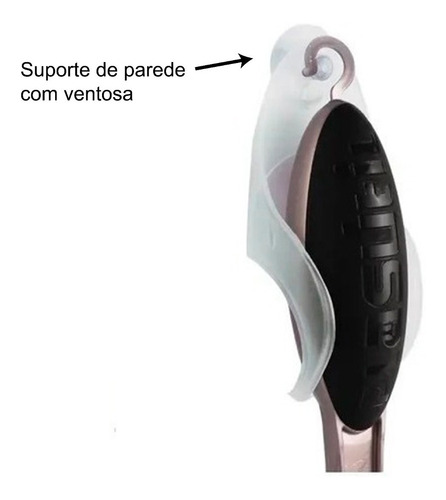 Imagem 3 de 4 de Rodo Pia Tam Médio C/ Suporte E Ventosa Rodinho 16cm Cinza