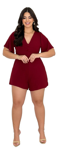 Macaquinho Curto Short Feminino Manga Morcego Plus Size