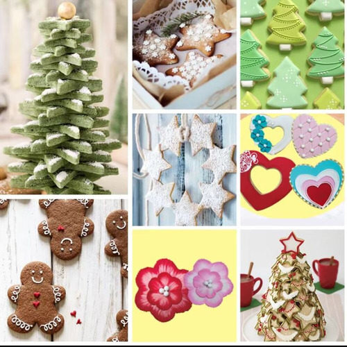 Kit 05 Cortador Molde Biscoito Pasta Americana Arvore Natal