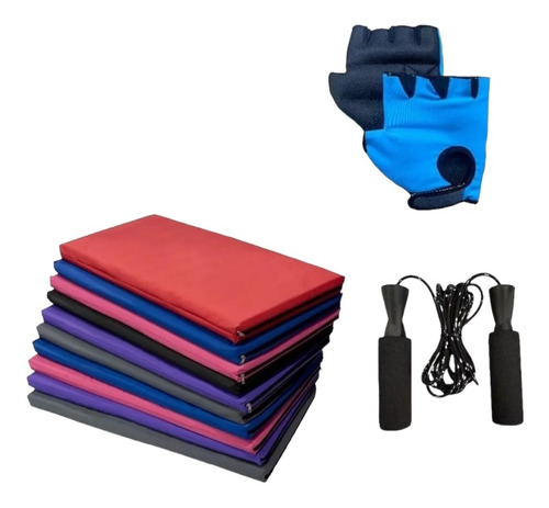 Kit Entrenamiento  Colchoneta + Soga De Salto+ Guantes 23