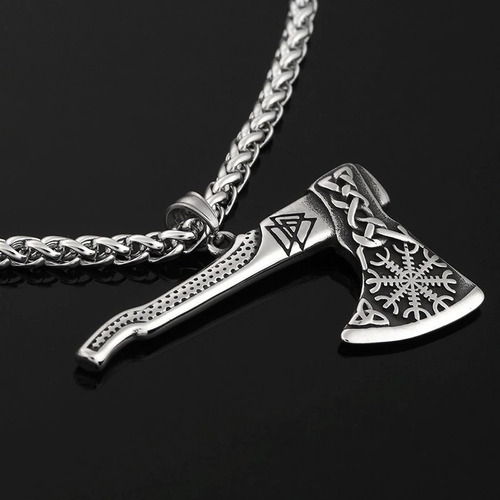 F Collar Hacha Valknut Vikingo Cadena Y Dije Acero