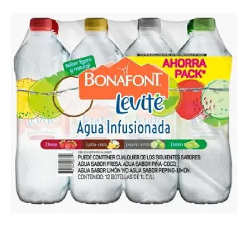 Bebida Saborizada Bonafont Levité 12 Pzas De 1 L C/u