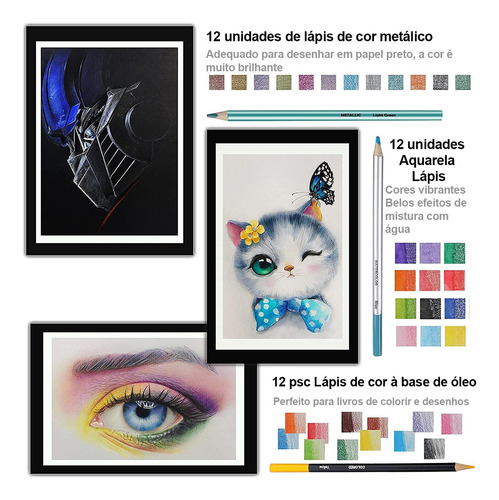 Kits 72 Estojo Lápis Colorido Desenho Pintura Profissional Conjuntos De Ferramentas De Desenho Para Rapazes Raparigas Adolescentes Etc