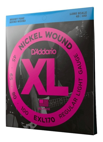 Set De Cuerdas D'addario Regular P/ Bajo 45-100 Nickel Wound