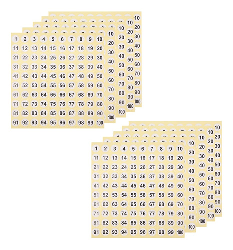 Calcomanías De Etiquetas De Números Del 1-100, 100 Hojas