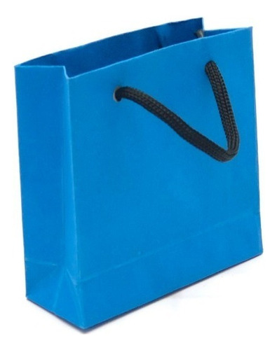 10 Sacolas De Papel P/ Presente 10x10x4cm: Alça De Cordão Cor Azul