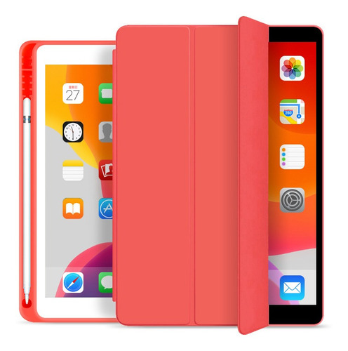 Capa iPad 8a Geração 10.2 Wb Slim Comp. P/ Pencil Vermelha