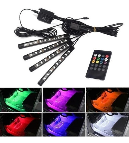 Set X4 Luces Interior Multicolor C/ Control Remoto - Rhino