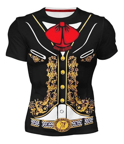 Playera Full Print Caballero Sublimada Traje Mariachi Moño 