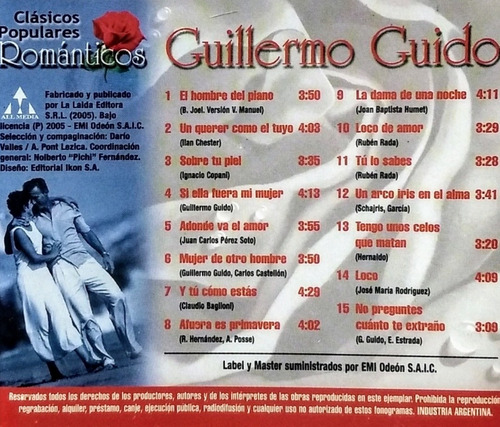Guillermo Guido Cd Nuevo Original Con 15 Grandes Éxitos
