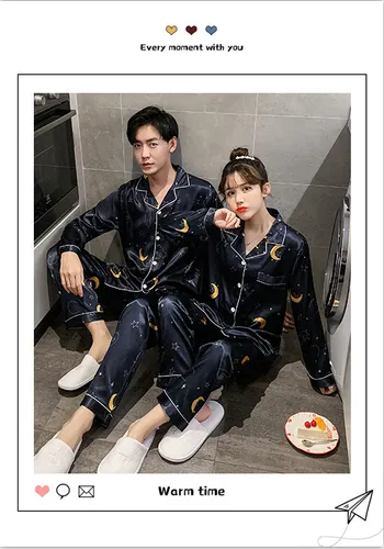 F Conjunto De Pijama De Seda Para Pareja, Ropa De Dormir