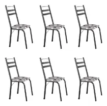 Comprar Conjunto com 6 cadeiras tubular Itália Artefamol Dark cor craquelado Dark cor da estrutura da cadeira preto cor do assento preto