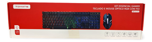 Kit Teclado Gamer + Mouse Gamer Óptico Com Fio Usb Tomate Preto Preto