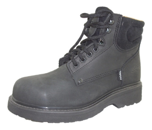 Bota Establo De Cadete Tipo Caterpillar Piel Negro Casquillo