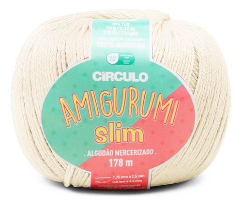 Fio Amigurumi Slim Circulo Com 178m 70g 100% Algodão Cor 3061- Gardenia