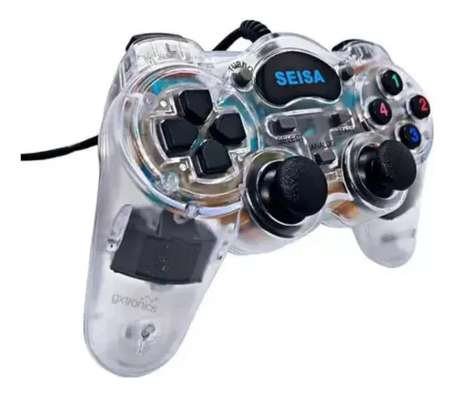Joystick Pc Usb Doble Vibracion, Analogico Y Digital Transpa
