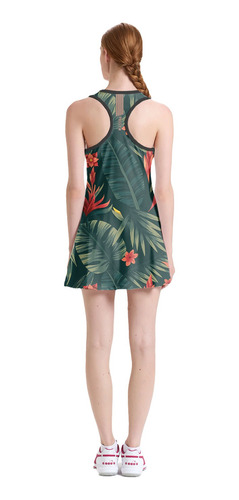 Imagem 4 de 6 de Vestido Beach Tennis C/ Shorts Flores Verde Beachwear