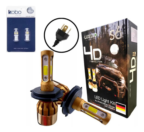 Led Cree S6 4d H4 Alta Y Baja 56.000 Lms 4 Caras Led + 2 T10