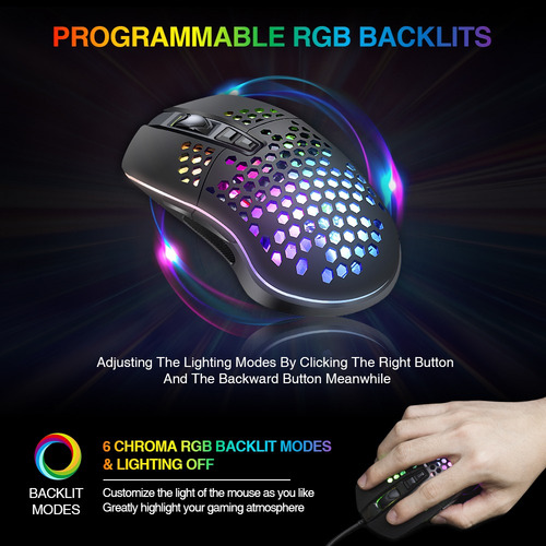 Ratón Rgb Para Juegos, Ratón Usb Con Cable Y Carcasa En Form