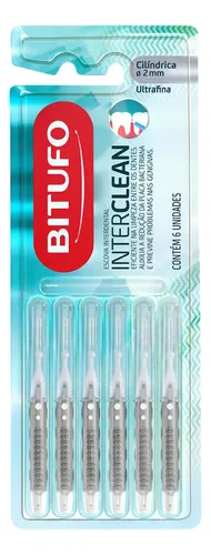 Escova Interdental Bitufo Interclean Cilíndrica Ultrafina 2mm Kit c/6