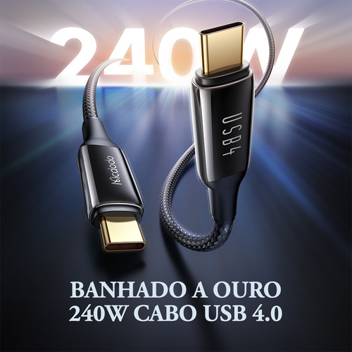 Cabo Usb 4.0 40gbps Thunderbolt Tipo C Pd 240w P/ Ps5 Mac 1m