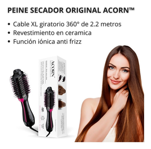 Imagen 5 de 8 de Cepillo Alisador Peine Secador Giratorio360 Smartbrush Acorn