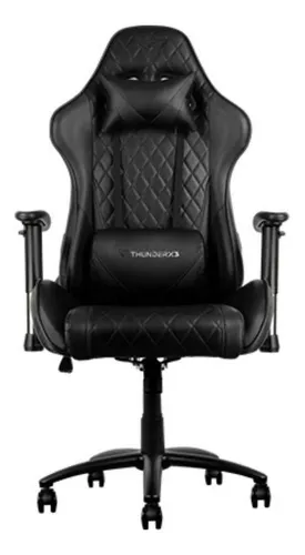 Silla de escritorio ThunderX3 TGC15 gamer ergonómica negra con tapizado de cuero sintético