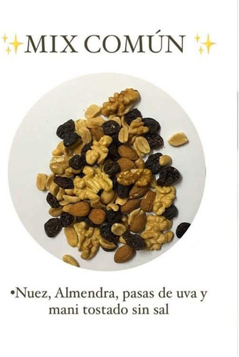 Mix Frutos Seco Tradicional X 1/2 K Nuez Almendra Pasas Mani