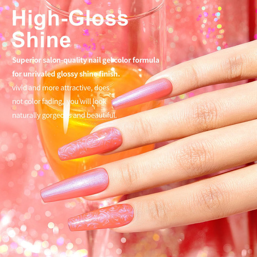 Rarjsm Esmalte De Uñas De Gel Nacarado, Naranja Neón, Carcas
