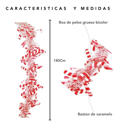 Imagen 4 de 10 de Guirnalda Boa De Navidad 180cm Decoracion Adorno Navideño