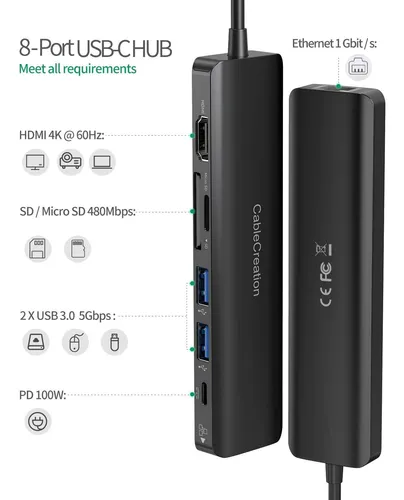 Hub Usb-c A Hdmi Usb 3.0 Ethernet Sd/tf Y Creación De Cables