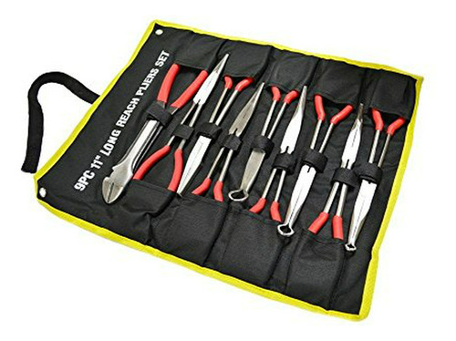 11  Long Reach Needle Nose Pliers With Storage Bag (9 Piece 
