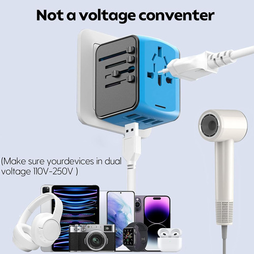 Cargador Adaptador Universal De Viaje Global Con 4 Usb